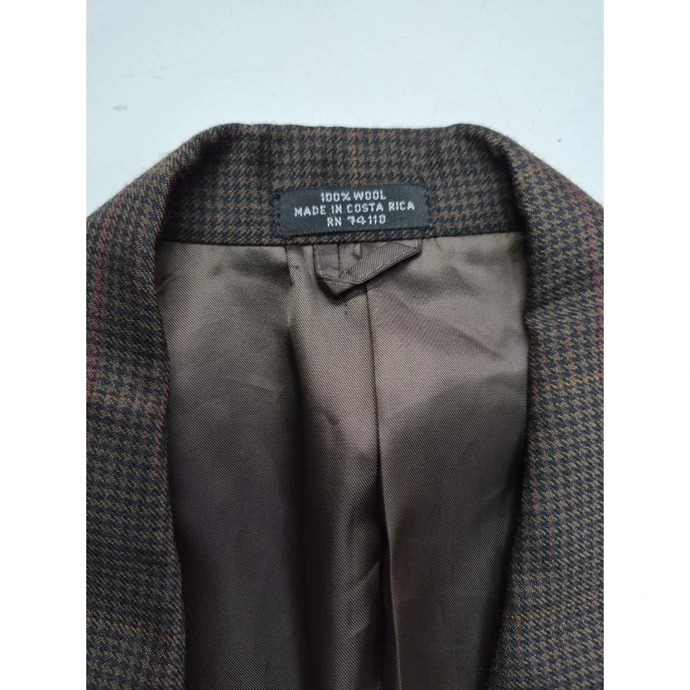 Torriani Mens Wool Sports Coat 43R Brown Check 2 Button Blazer Italy D805